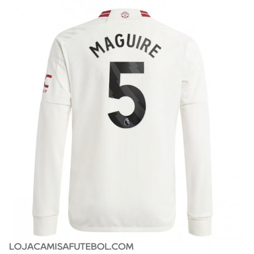Camisa de Futebol Manchester United Harry Maguire #5 Equipamento Alternativo 2023-24 Manga Comprida